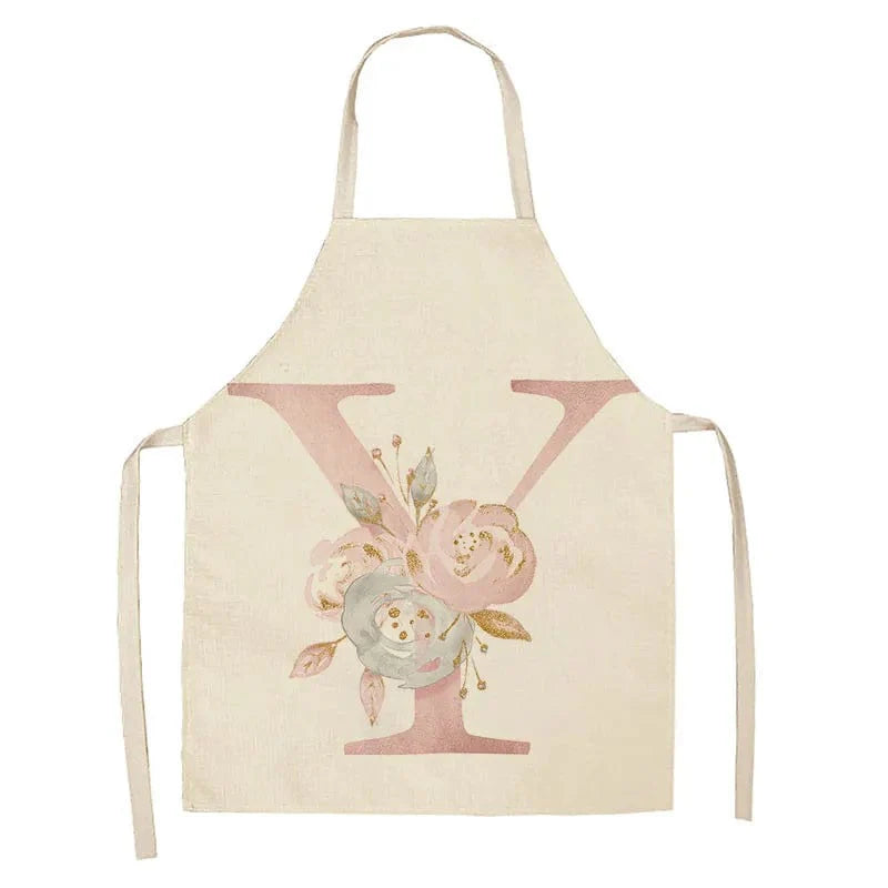 Barnförkläde med rosa bokstäver i linne - Tillbehör för matlagning och bakning Y / 47x38 cm barnstorlek