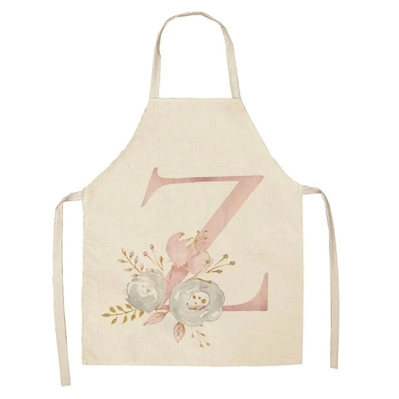 Barnförkläde med rosa bokstavsmönster i lin - Bak- och matlagningsaccessoarer Z / 47x38cm barnstorlek