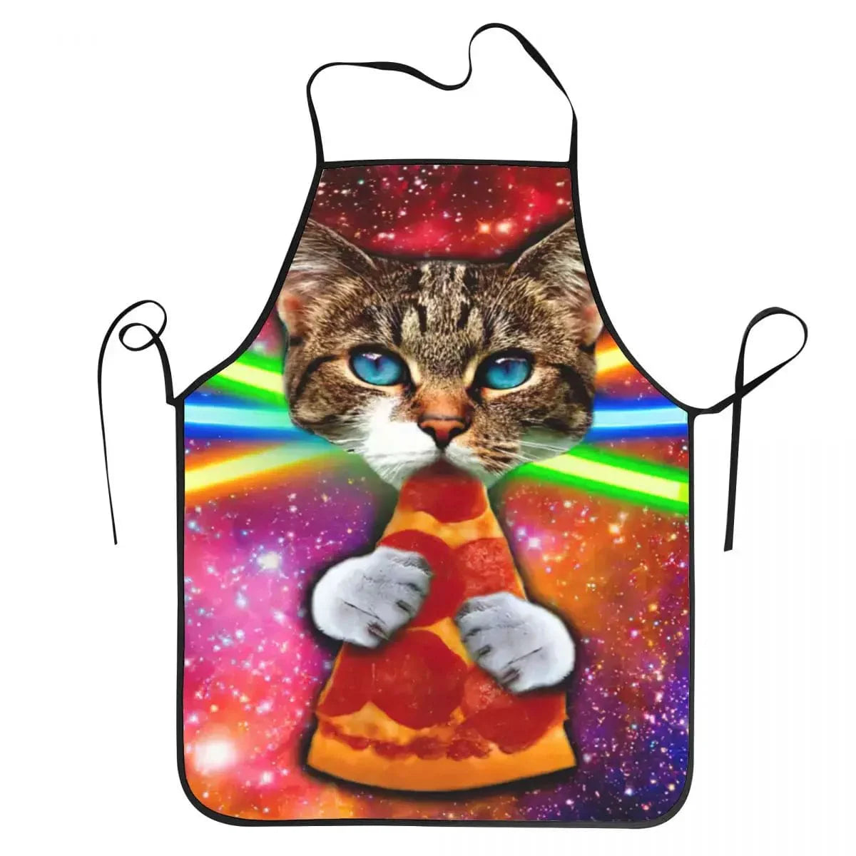 Köksförkläde Space Pizza Cat Meme - Vuxen Man Kvinna - Roligt mönster för köket 50X75cm