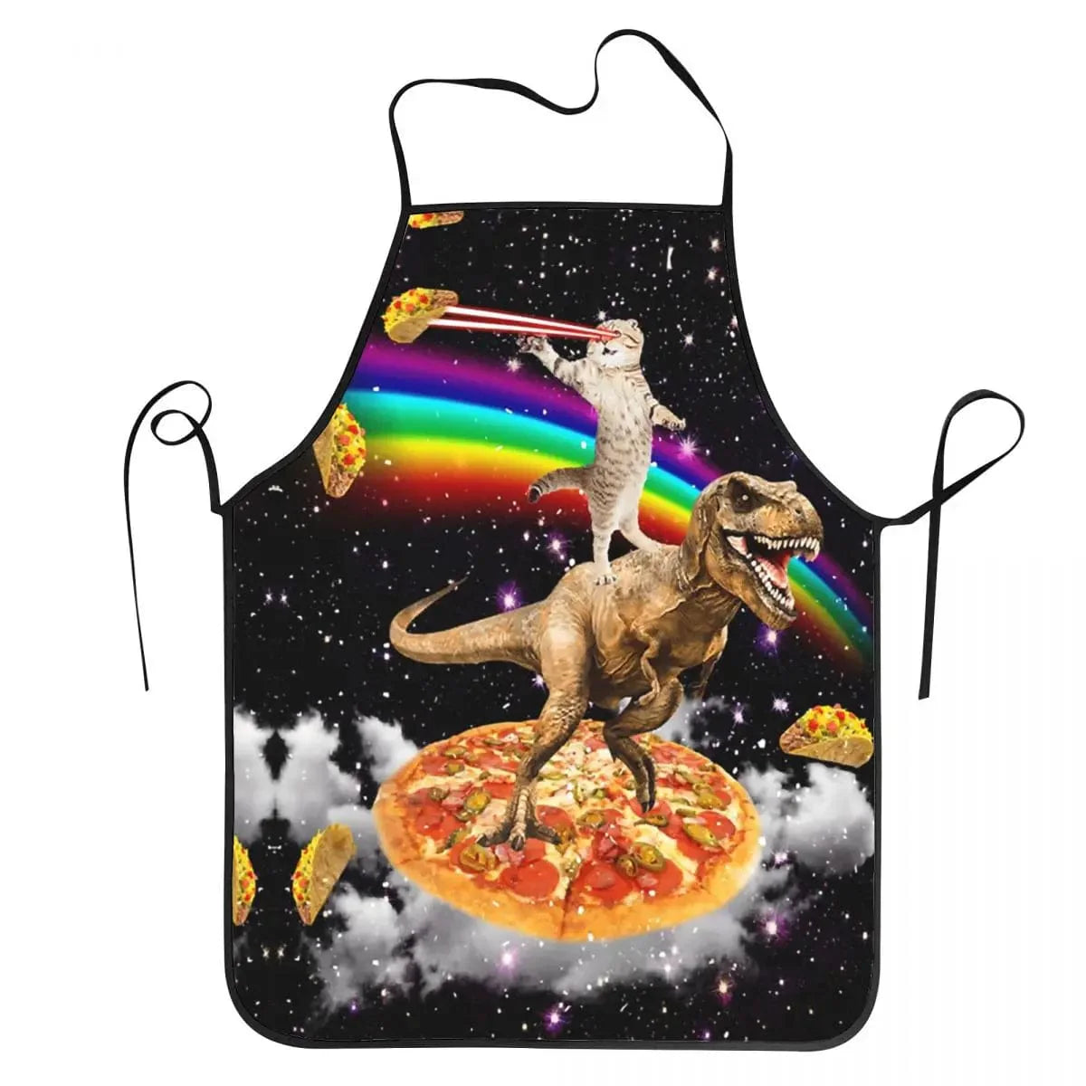 Köksförkläde Unisex Space Pizza Cat Meme för Kockar - Roligt och originellt! 50X75cm