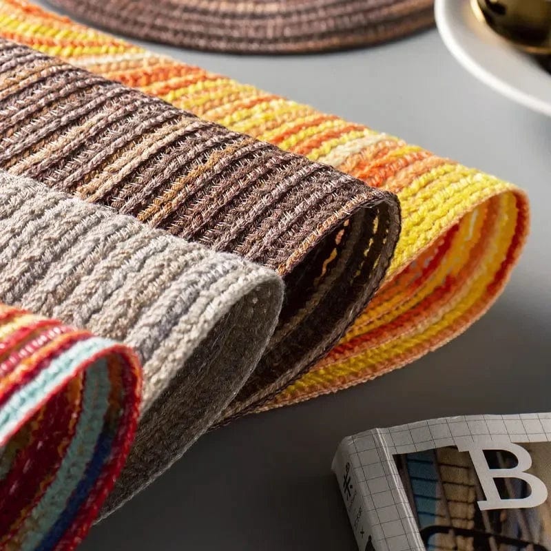 Rund vävt vinylduk för bordsdekoration, set om 1