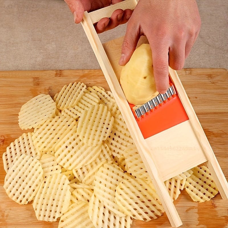 Potatis Skärare Vågformad Gul/Röd - Rostfritt Stål Gul och Röd / 1 st