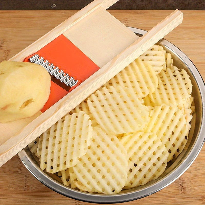 Potatis Skärare Vågformad Gul/Röd - Rostfritt Stål Gul och Röd / 1 st