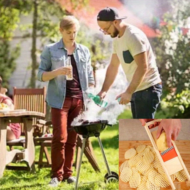 Vågskärare för potatis, gul/röd - Rostfritt stål, gul och röd / 1 st